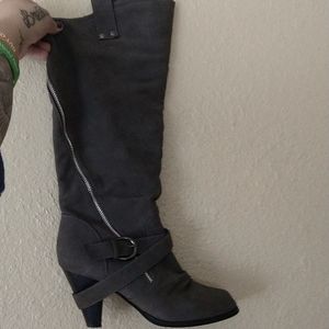 Grey Zipper Boots